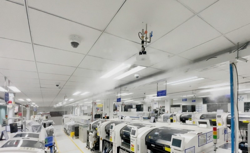 松下生產(chǎn)現(xiàn)場用二流體噴霧加濕解決方案開始接單