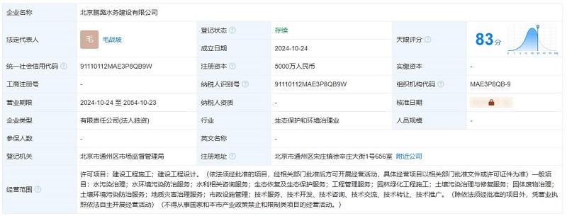 注冊(cè)資本5000萬(wàn)！中電建生態(tài)環(huán)境集團(tuán)在北京成立水務(wù)建設(shè)公司